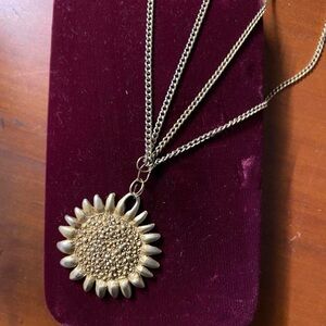 Vintage Bohemian Festival Kenneth Lane Large Sunflower Boho Pendent Necklace